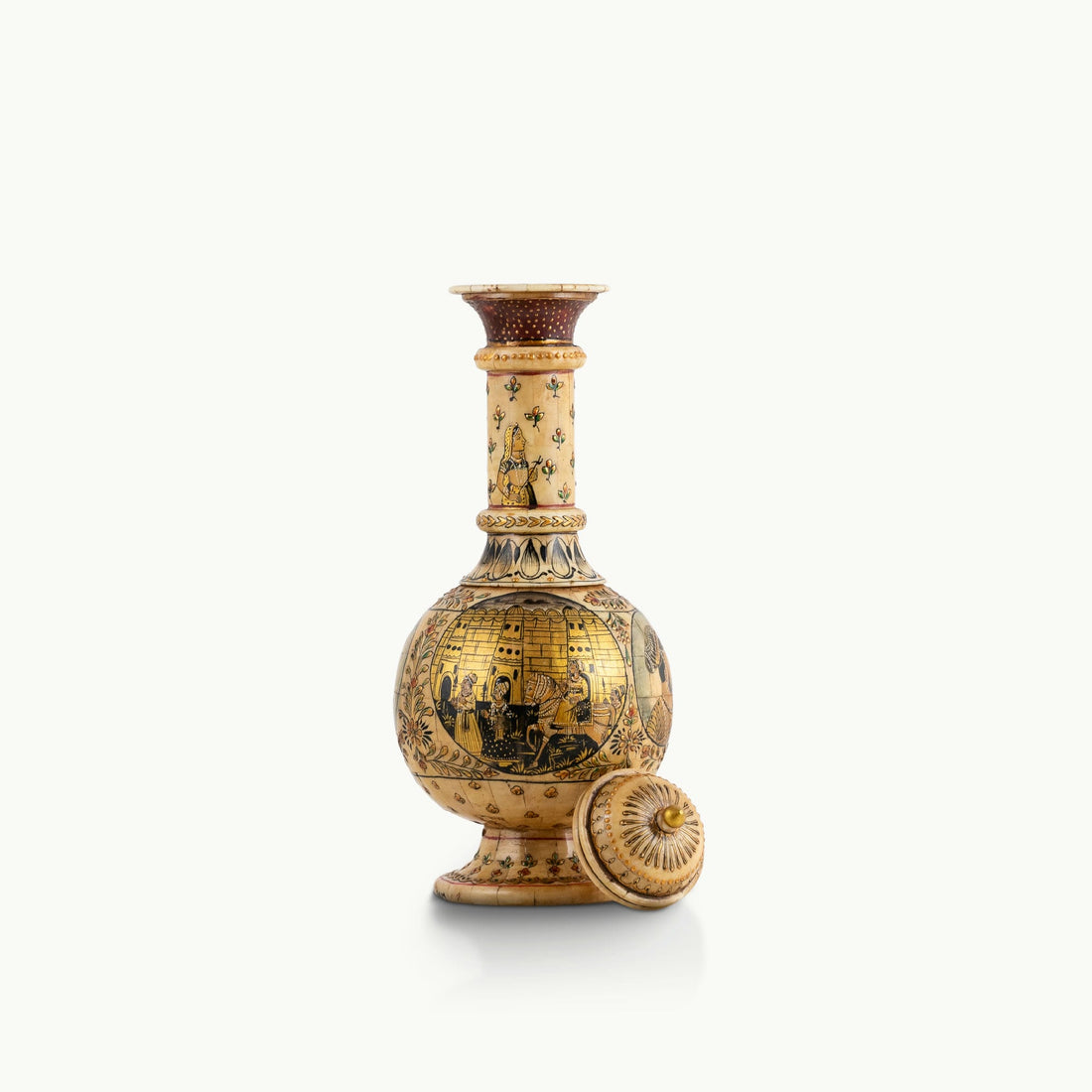 Bone/Resin Composite Miniature Painted Surahi Decanter with Gilt Base