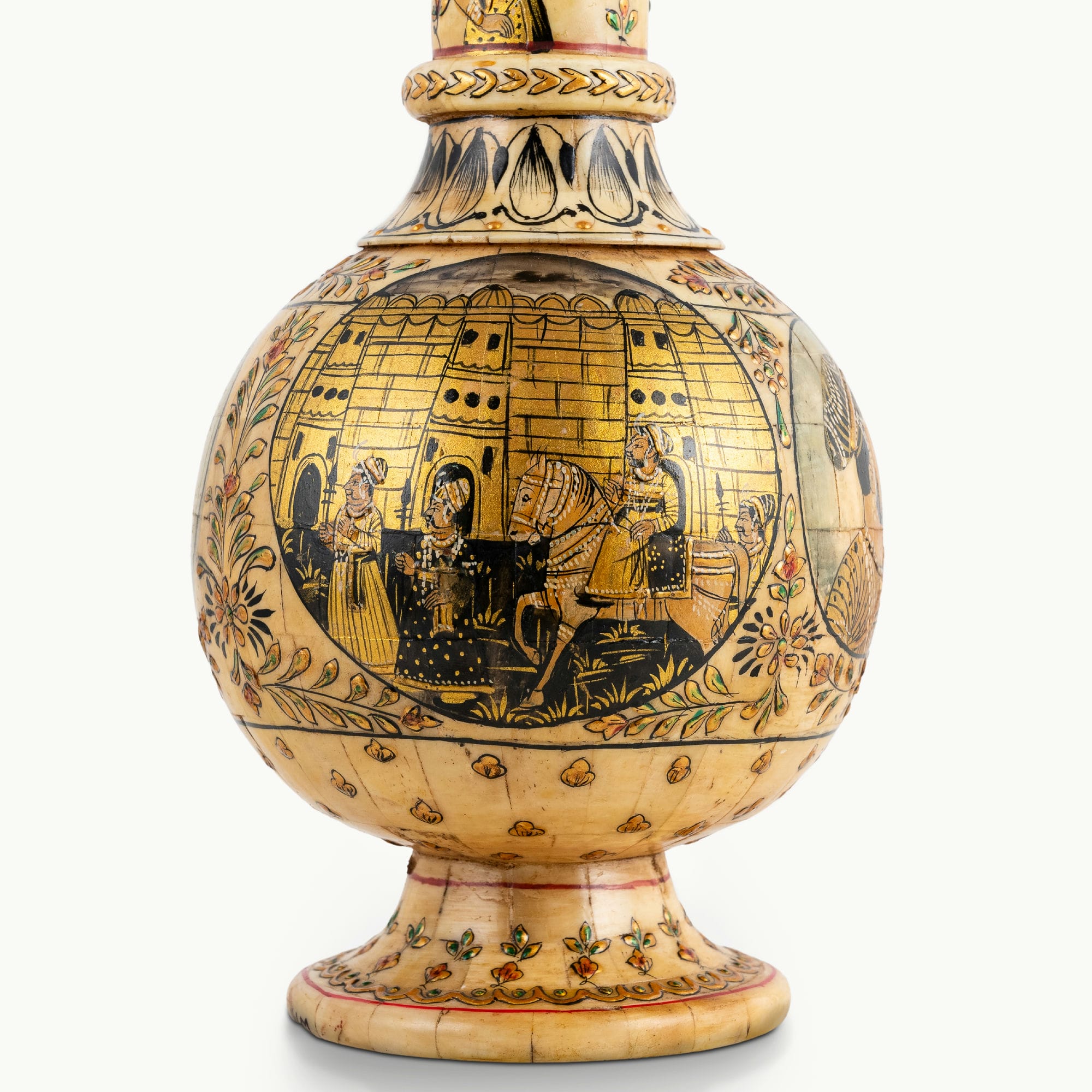 Bone/Resin Composite Miniature Painted Surahi Decanter with Gilt Base