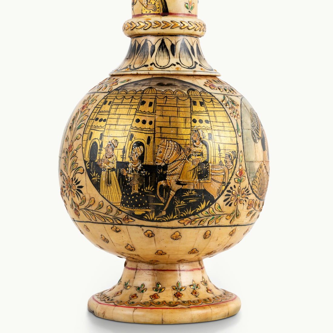 Bone/Resin Composite Miniature Painted Surahi Decanter with Gilt Base