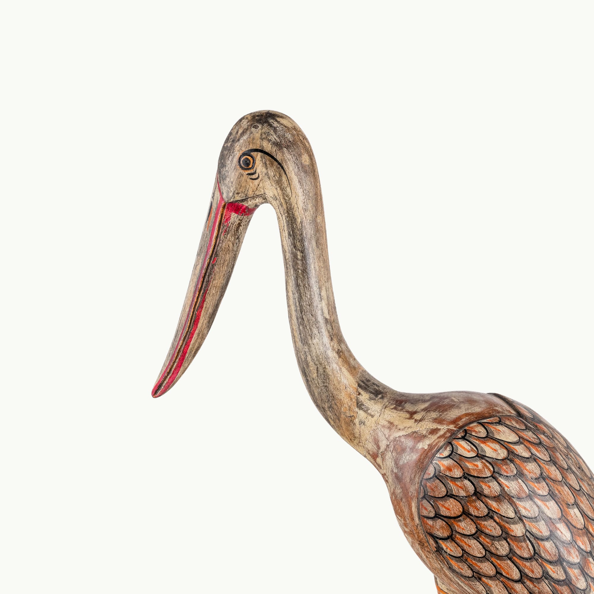 Hand-Carved Wooden Bird Statue | Distressed Antique Finish | Rajasthani Indian Folk Art | Rustic Home Decor