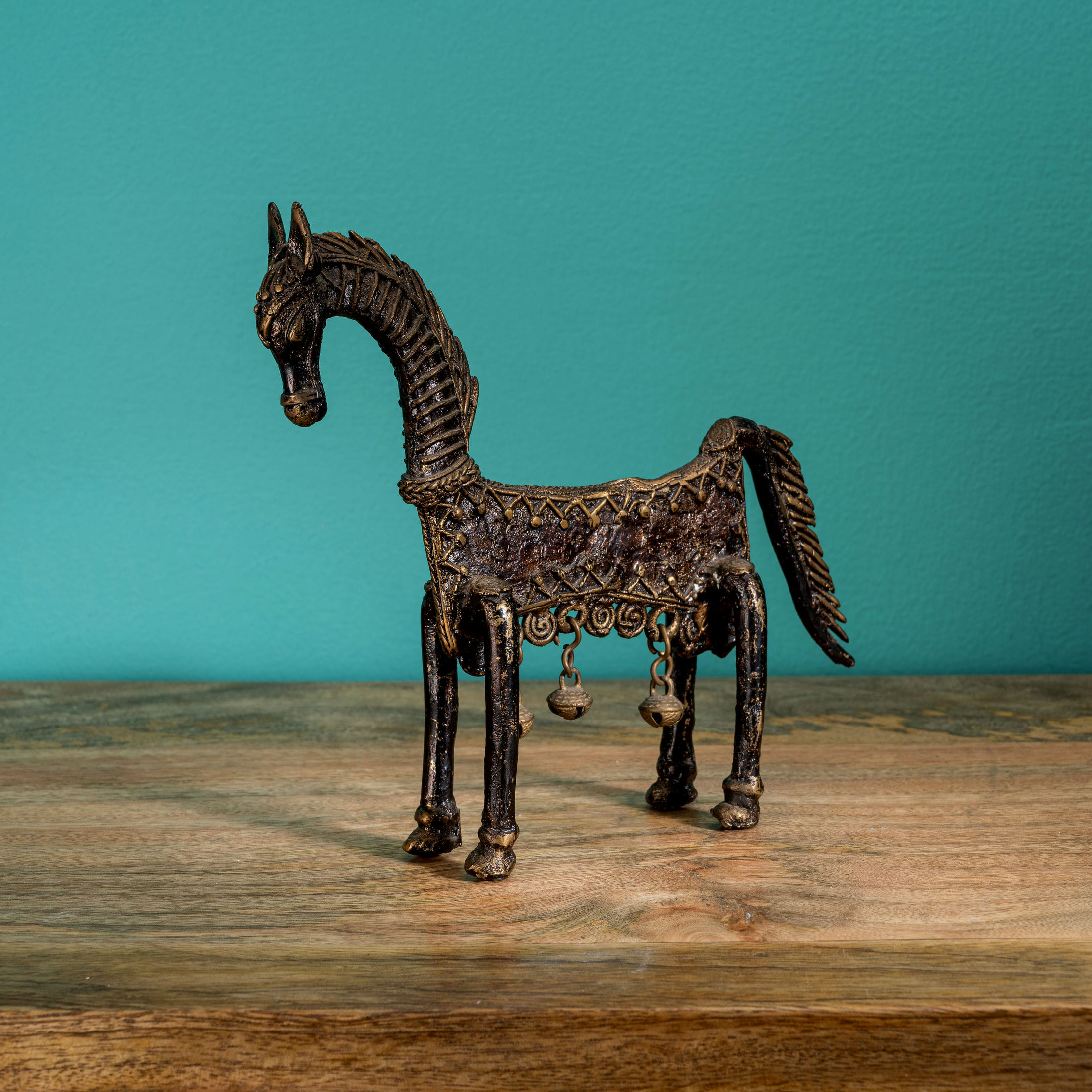 Bronze/Brass Tribal Stylized Horse with Bells