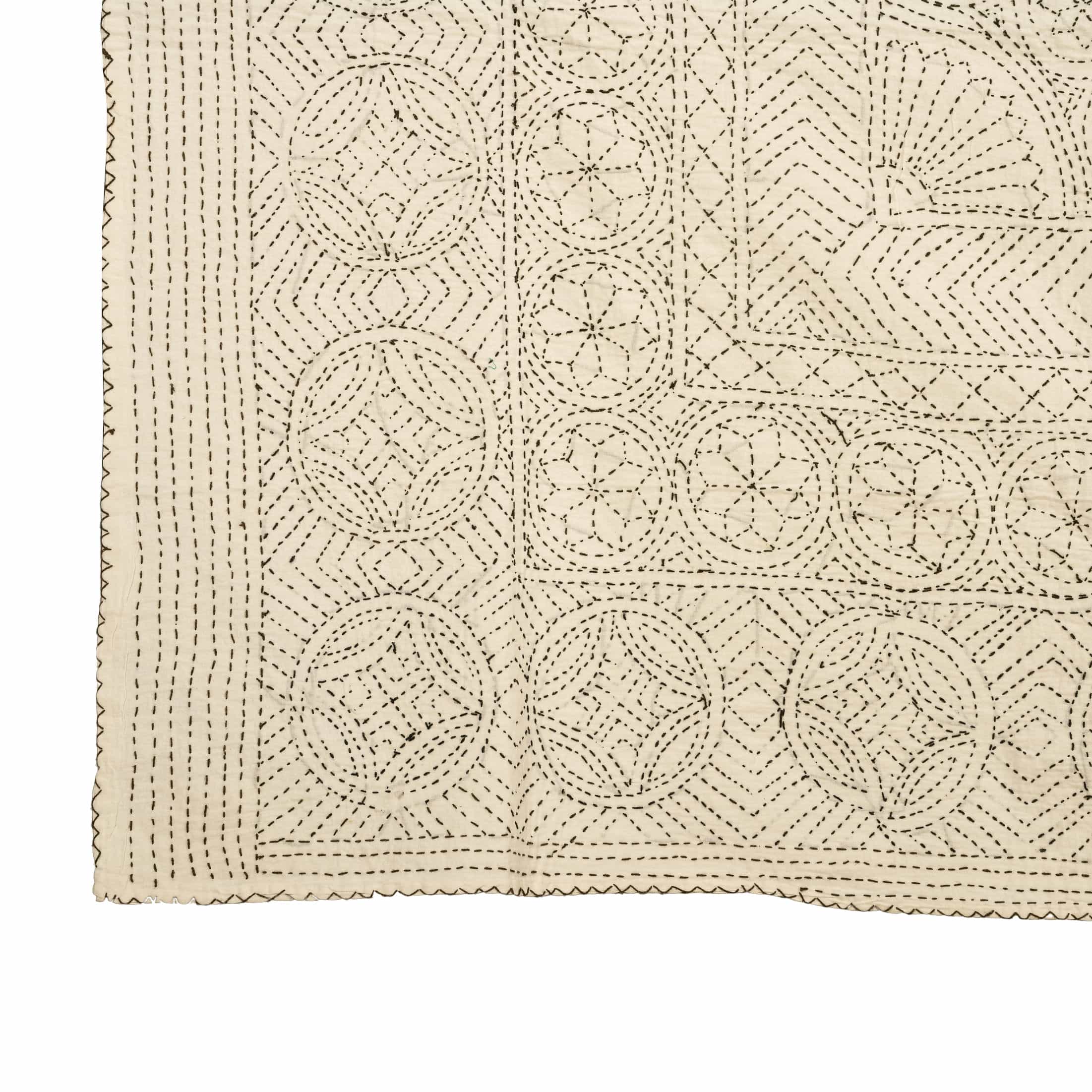 Ecru Medallion Embroidered Coverlet