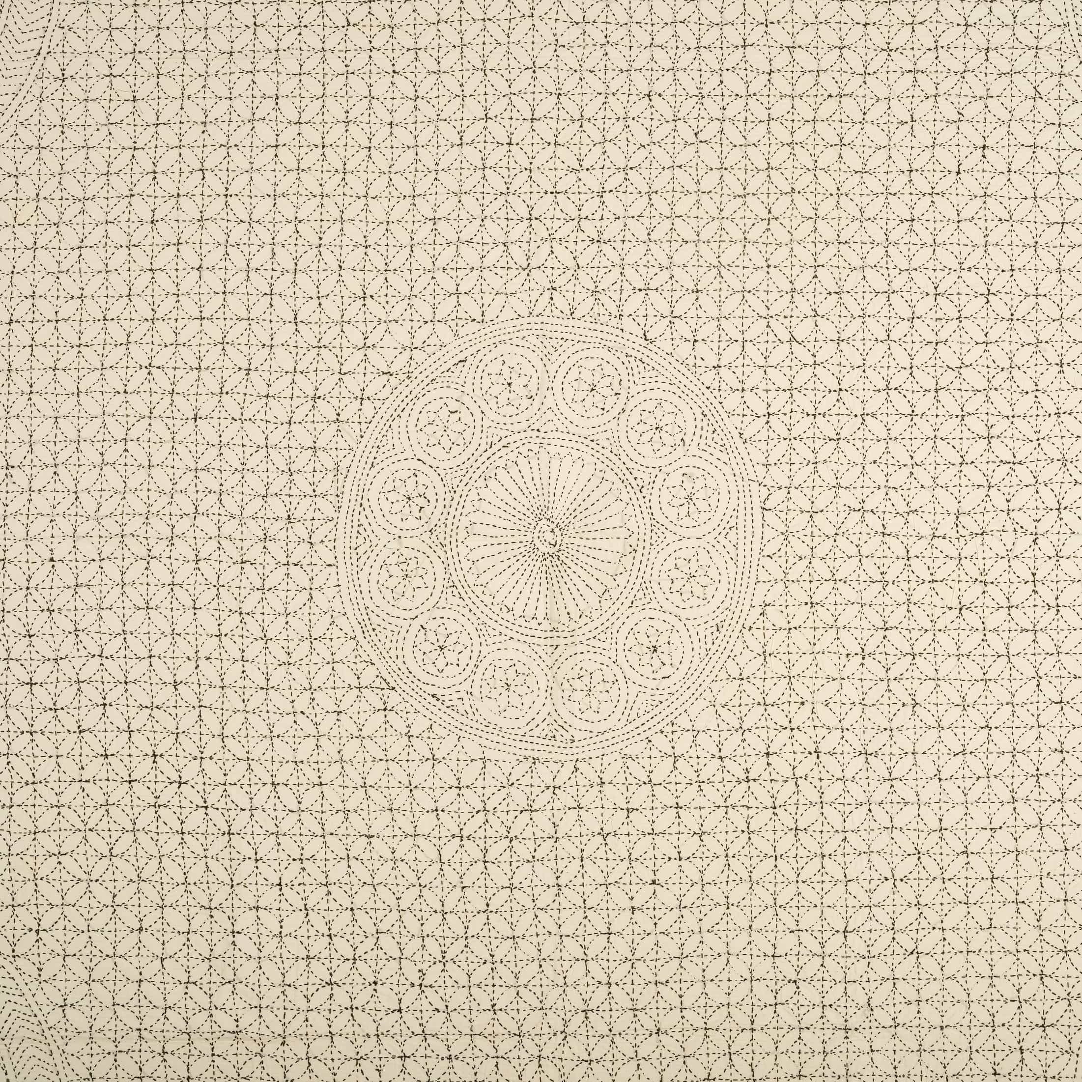 Ecru Medallion Embroidered Coverlet