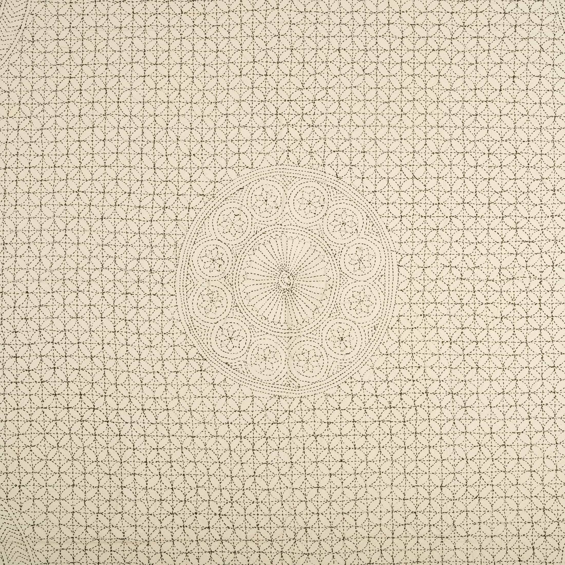 Ecru Medallion Embroidered Coverlet