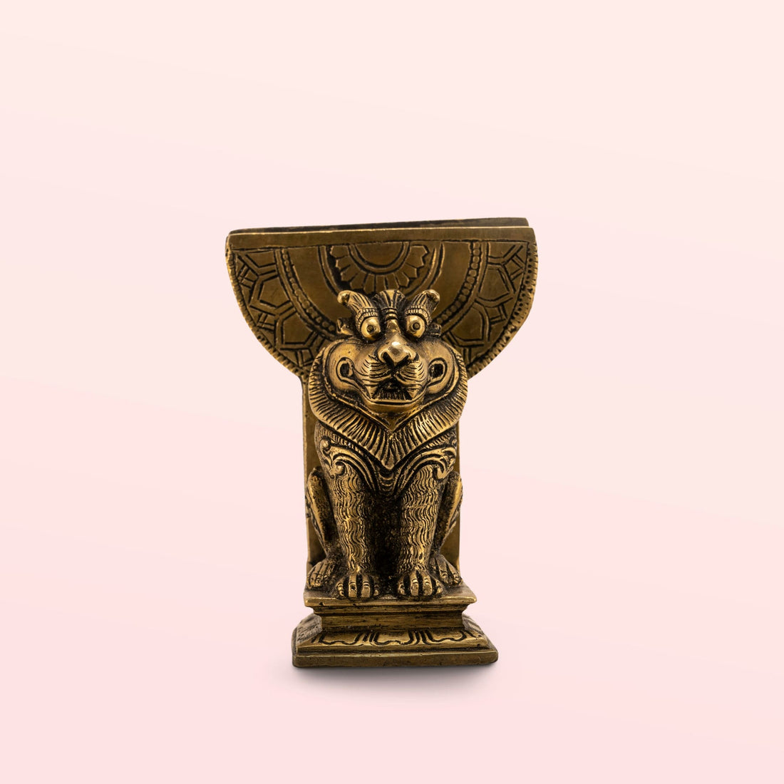Antique Brass Lion Card Holder: The Guardian Stand