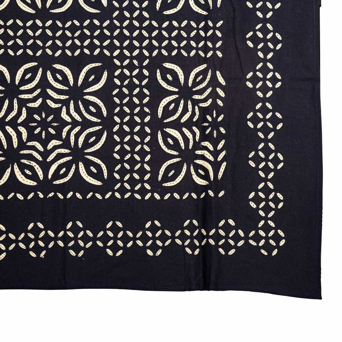 Midnight Blue Block Print Bedspread