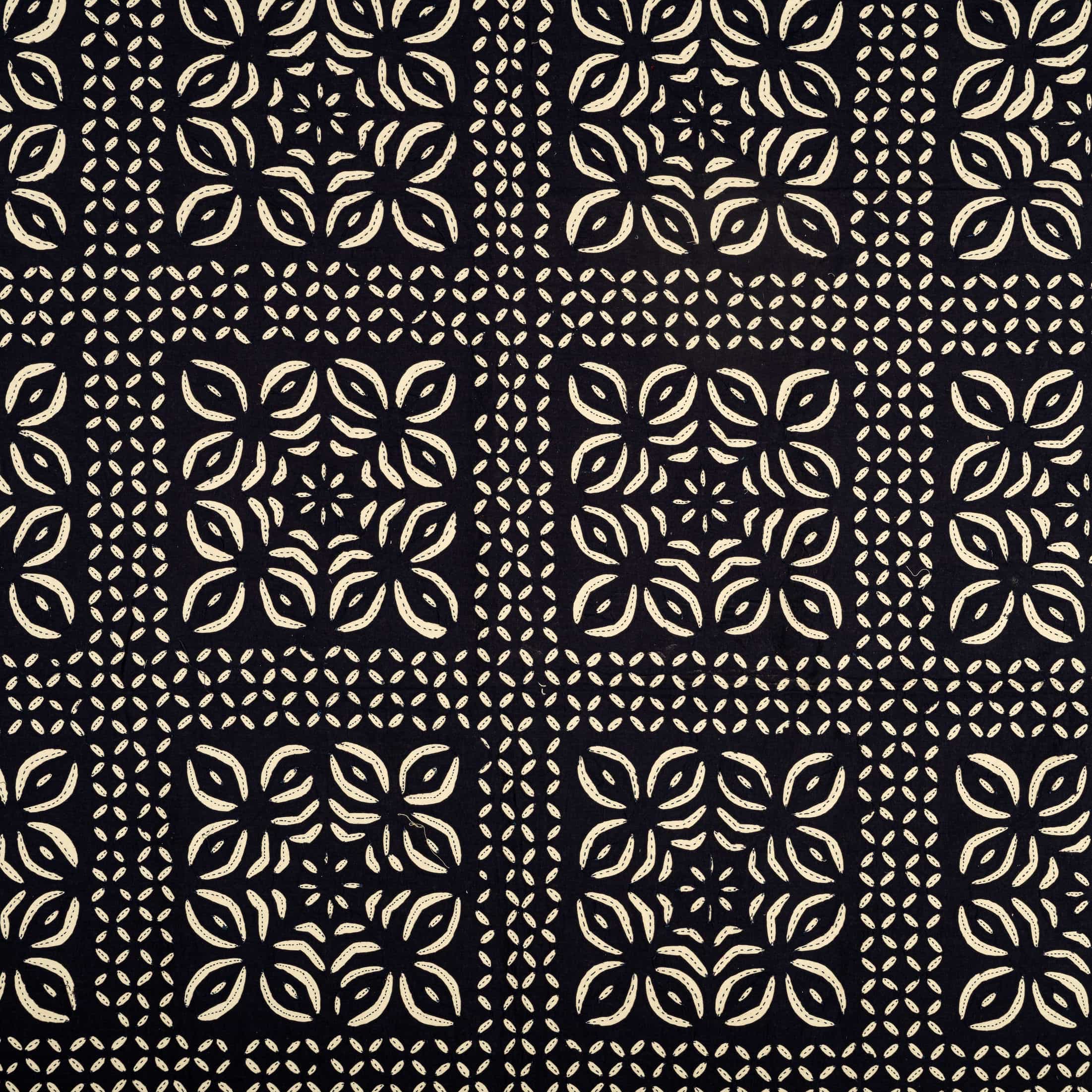 Midnight Blue Block Print Bedspread
