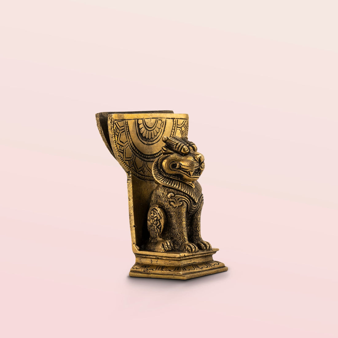Antique Brass Lion Card Holder: The Guardian Stand