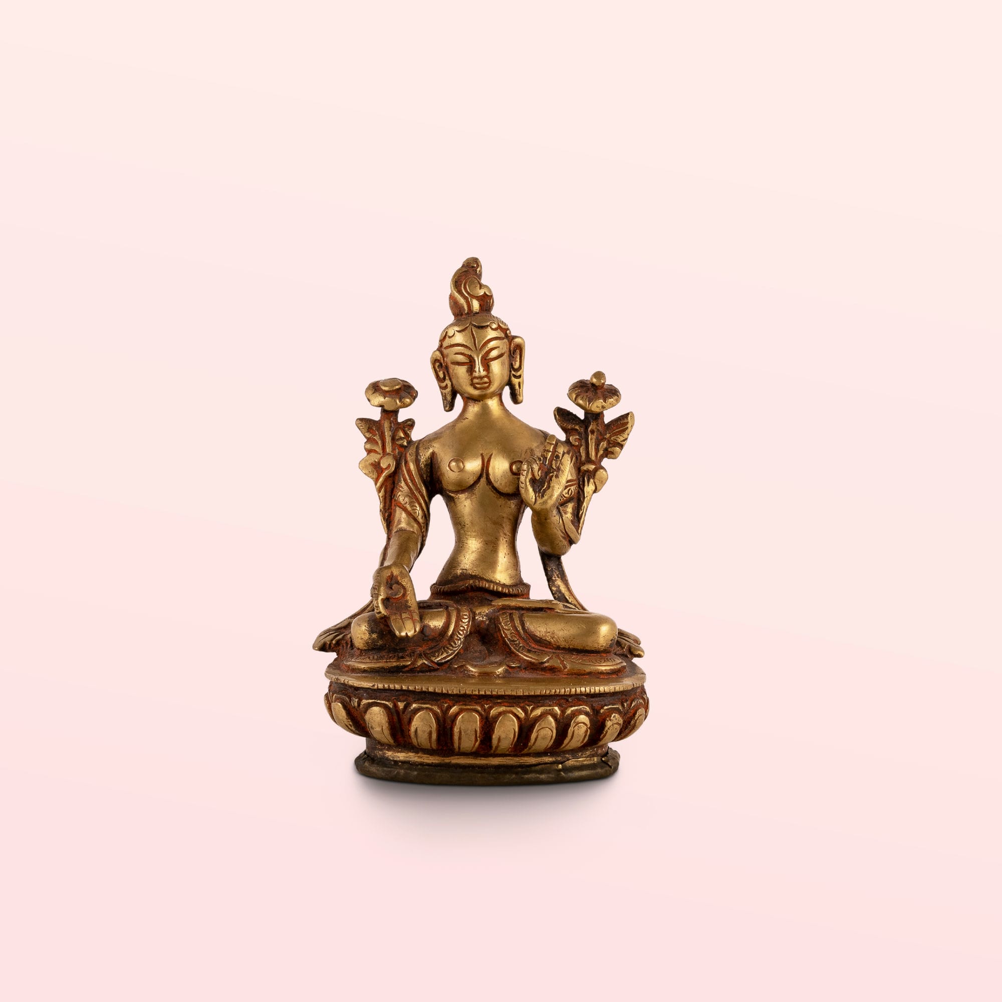 Polished Brass Tara Statue: The Compassionate Bloom