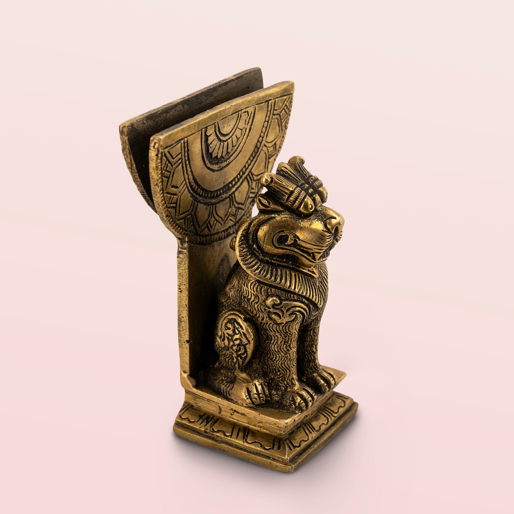 Antique Brass Lion Card Holder: The Guardian Stand