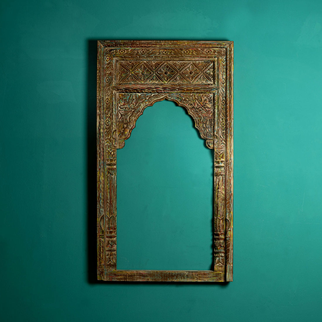 Antique finish with tinge of colours wooden mirror frame