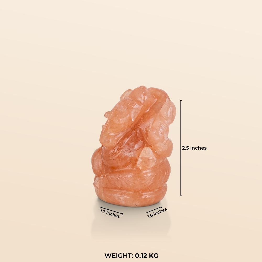 Aventurine Seated Ganesha in Deep Orange