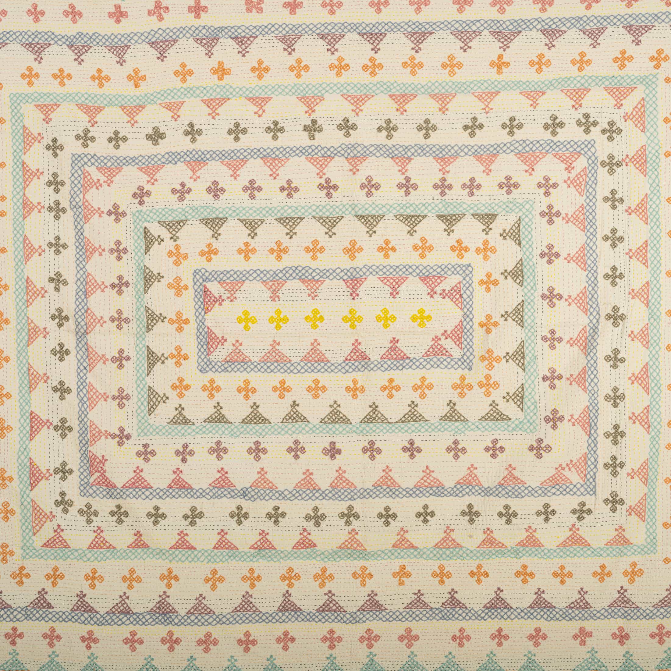 Hand-Embroidered Cotton Bedcover – Modern Artistry for Contemporary Homes