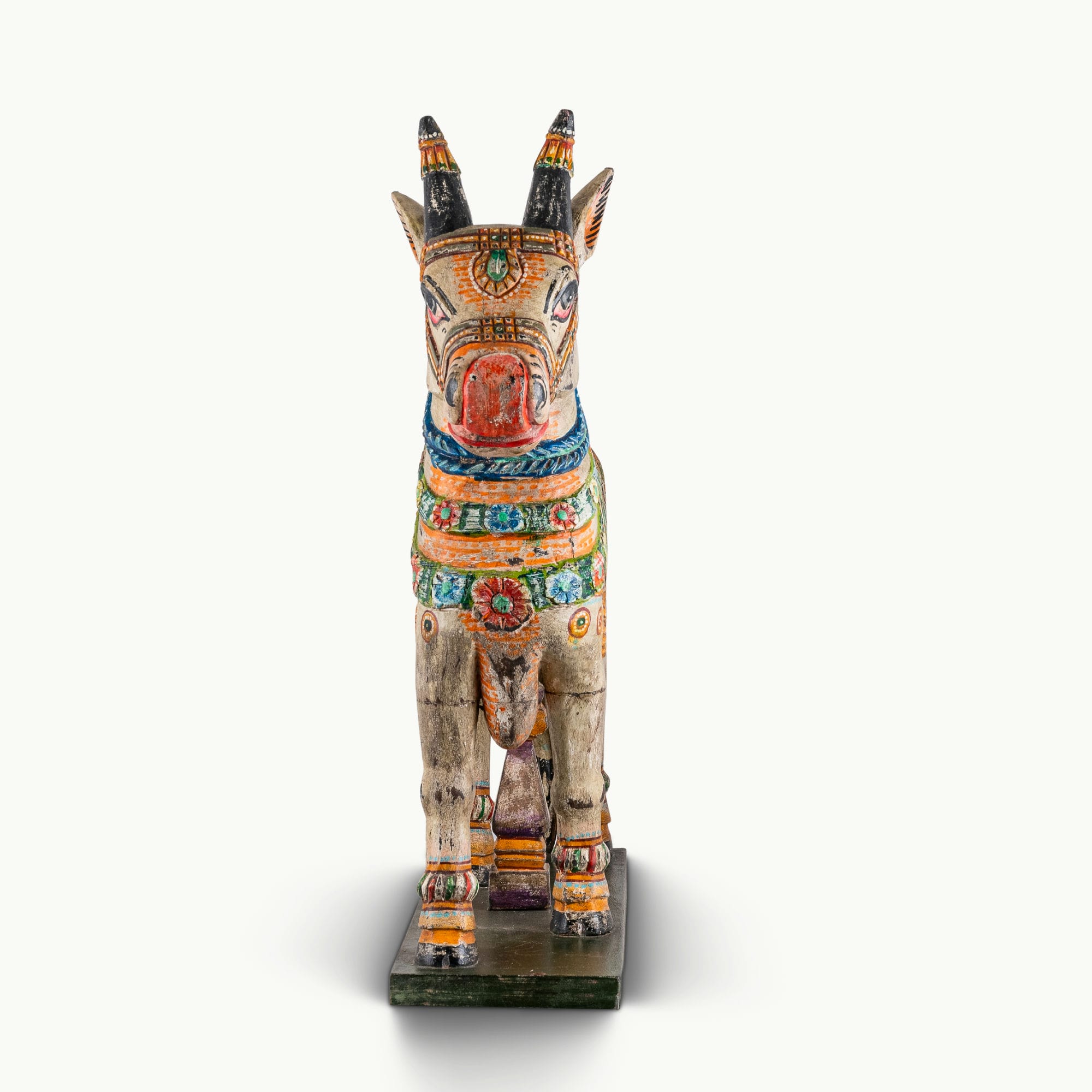 Wooden hand painted cow