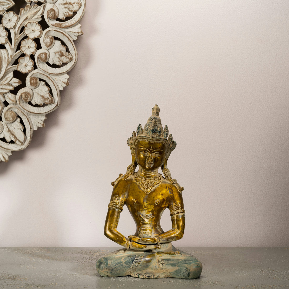 Distressed Brass Tara Statue: The Ancient Nectar