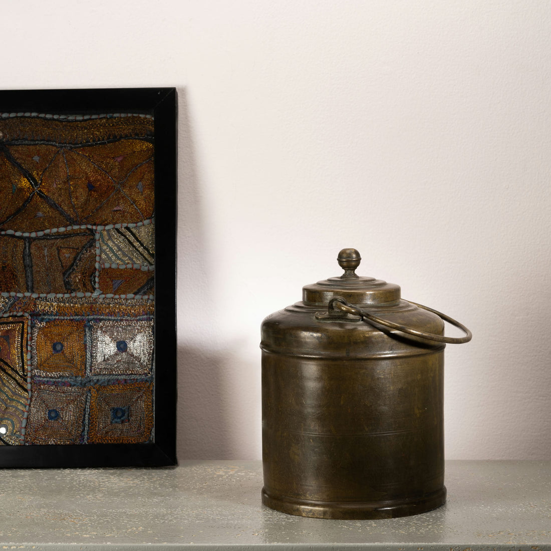 Antique Brass Storage Canister with Handle: The Merchant's Flask
