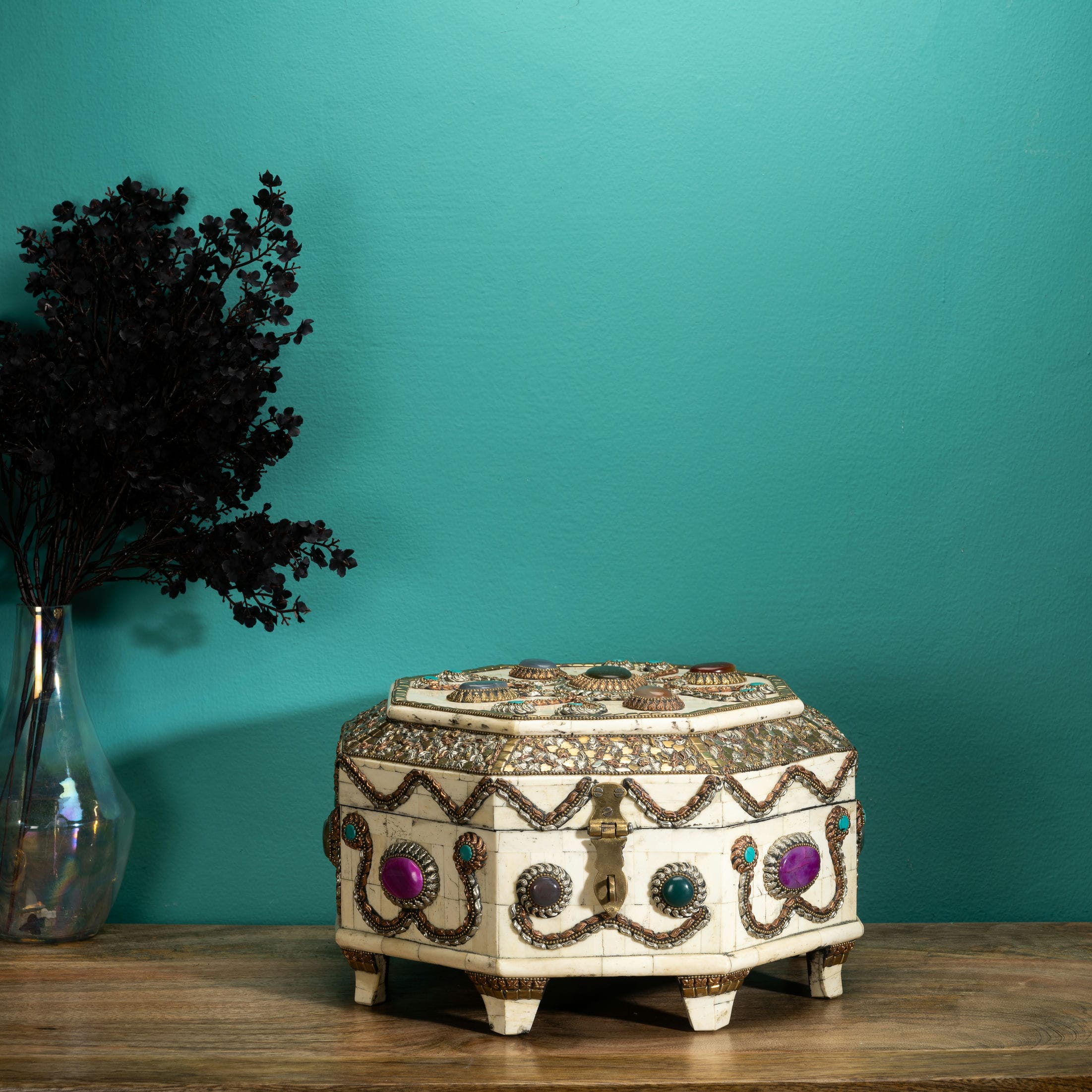 Large Wire Inlay Bone Box | Casa Mandala