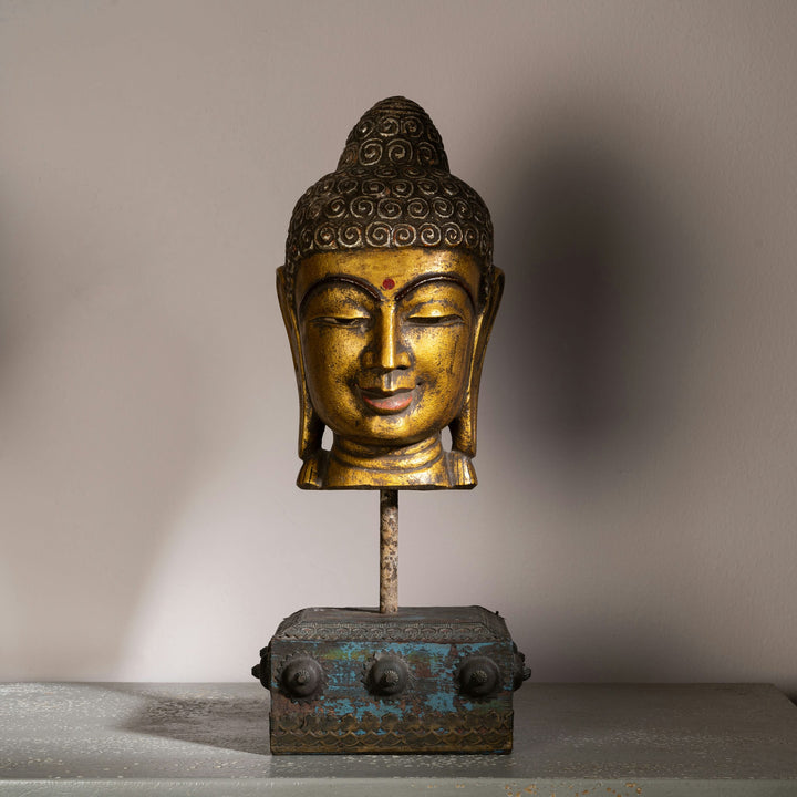Wooden Buddha face bracket