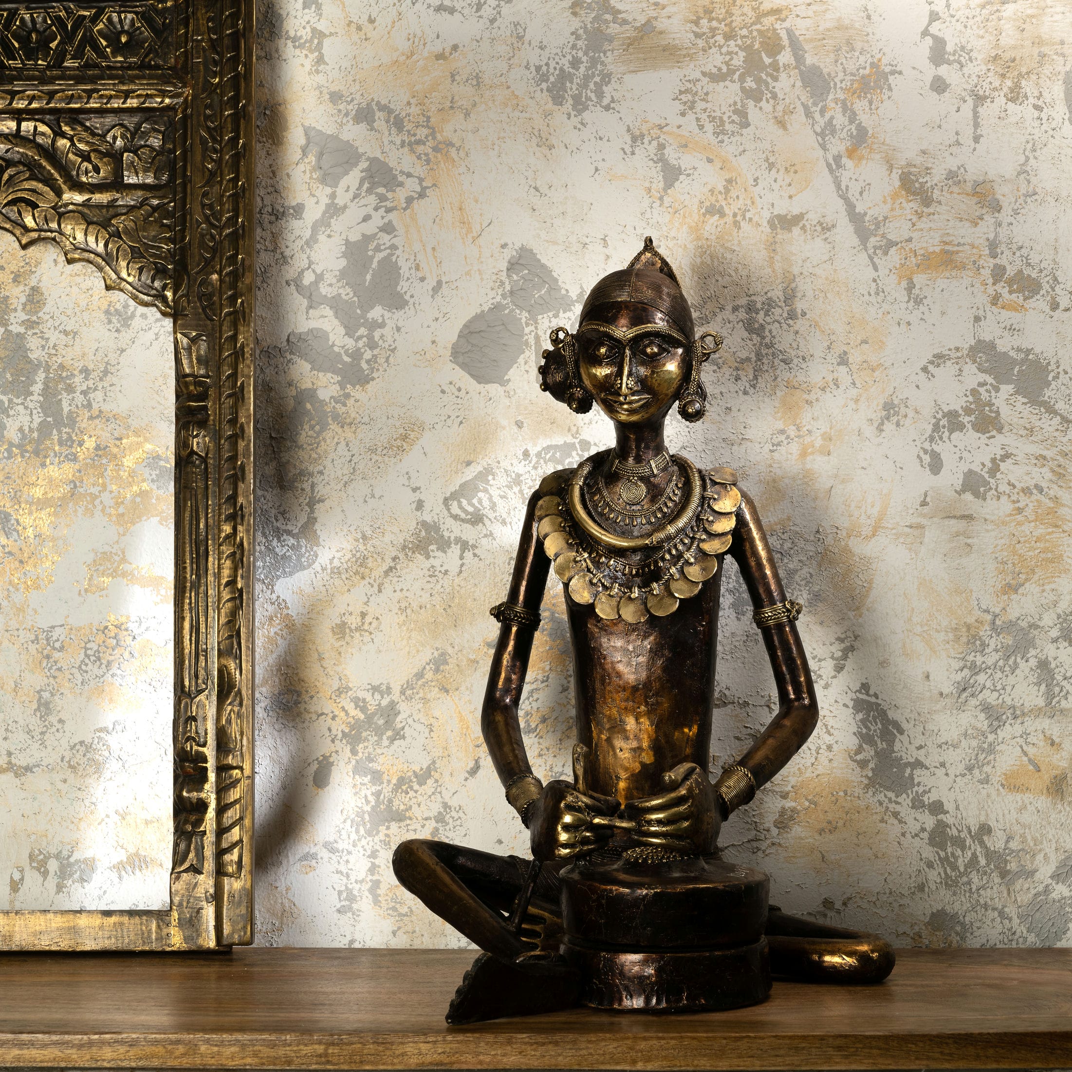 Nomadic style lady in sitting position