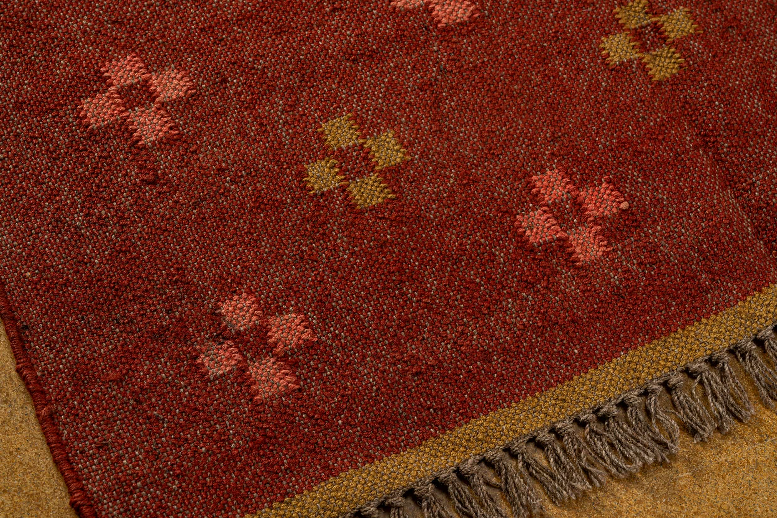 Rust Orange Cotton Wool Rug – Scattered Dot Pattern