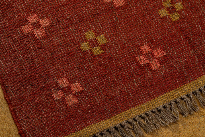 Rust Orange Cotton Wool Rug – Scattered Dot Pattern