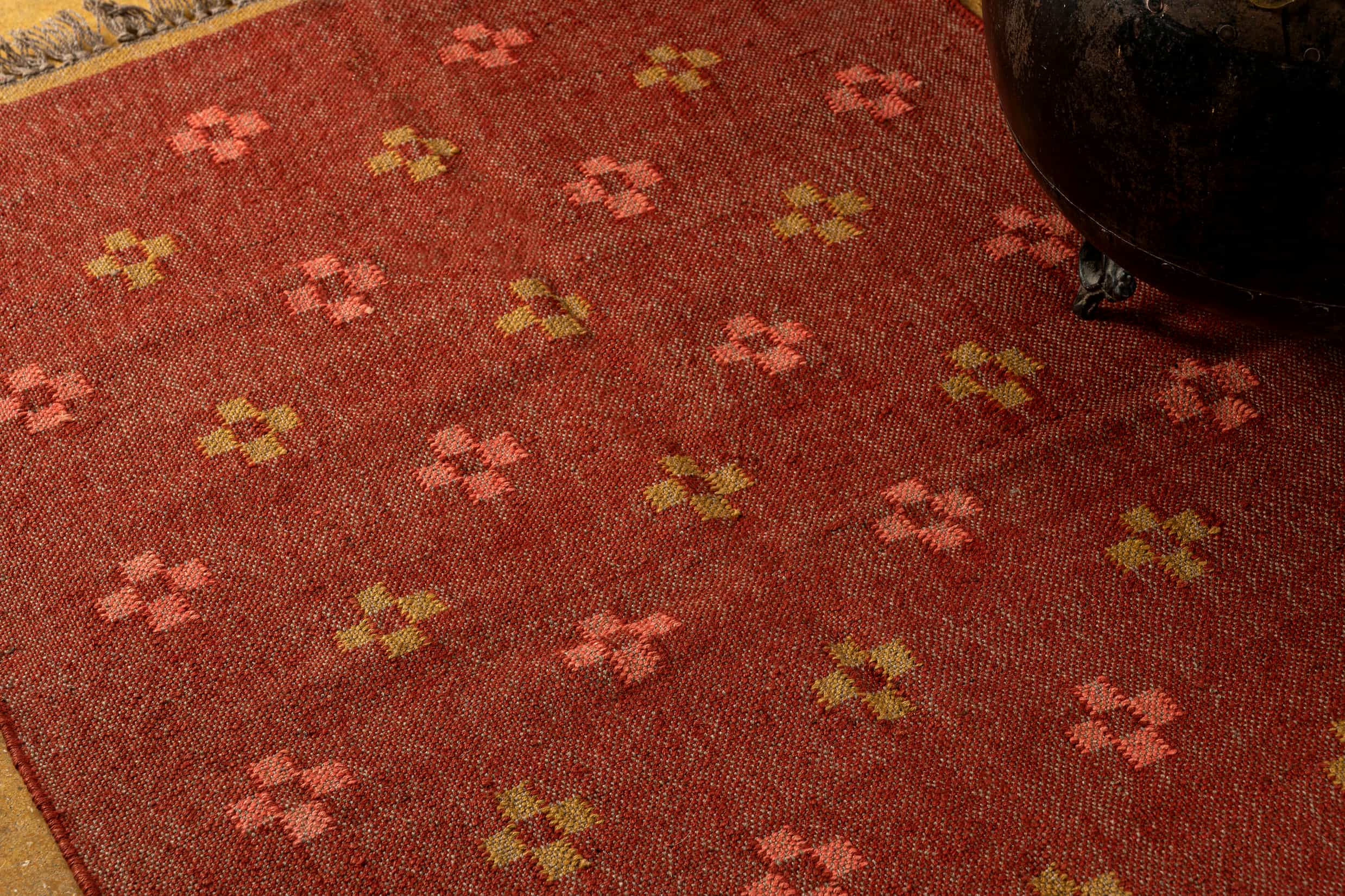 Rust Orange Cotton Wool Rug – Scattered Dot Pattern