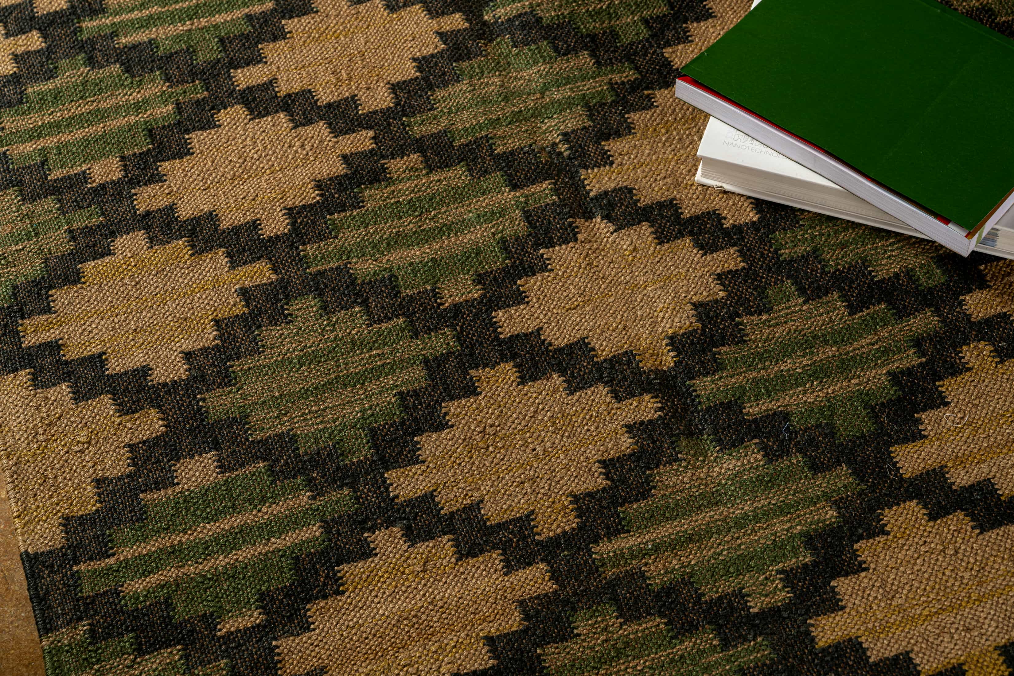 Artisan Hand-Woven Wool Jute Geometric Rug
