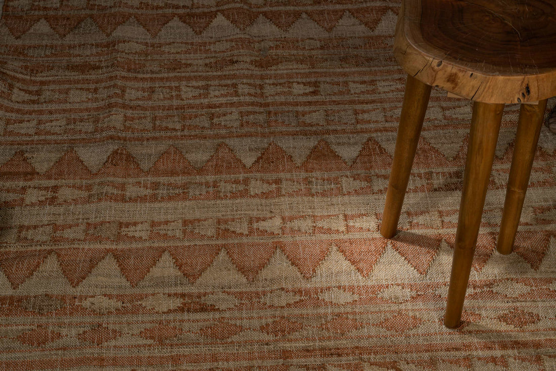 Handwoven Cotton Jute Rug – Earthy Tribal Stripes