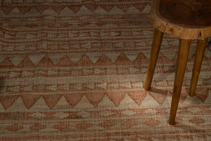 Handwoven Cotton Jute Rug – Earthy Tribal Stripes