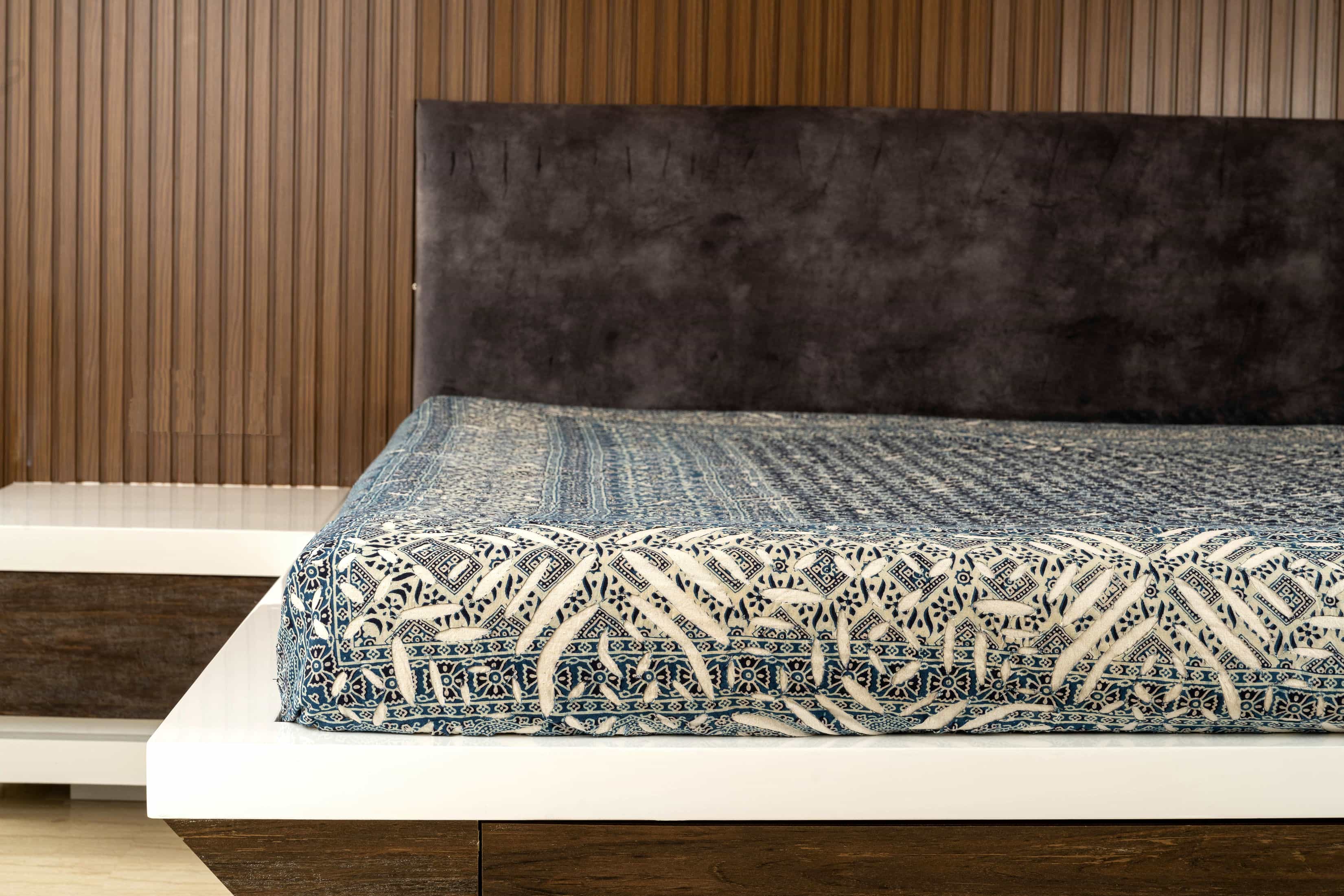 Intricate Blue Kantha Quilt