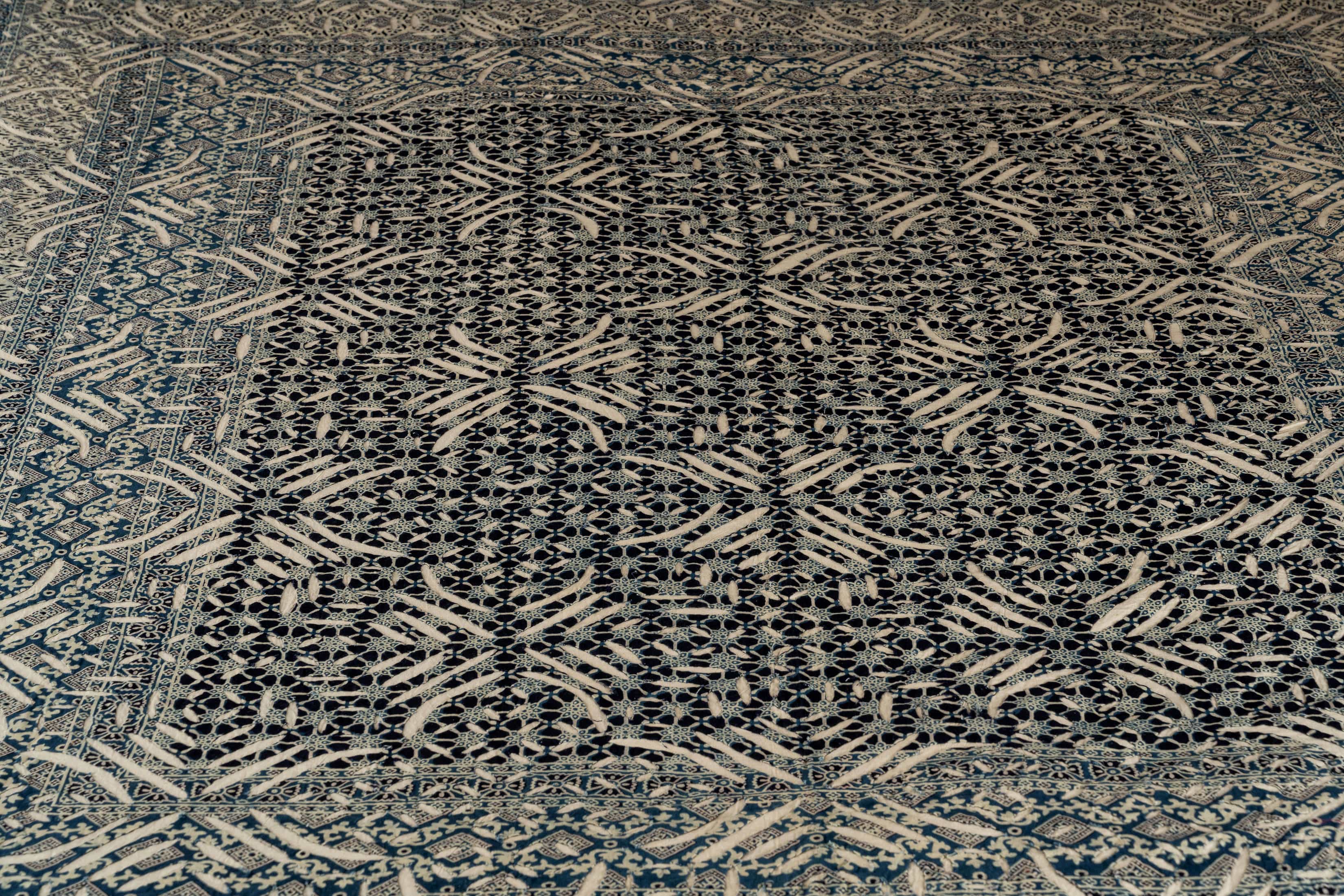 Intricate Blue Kantha Quilt
