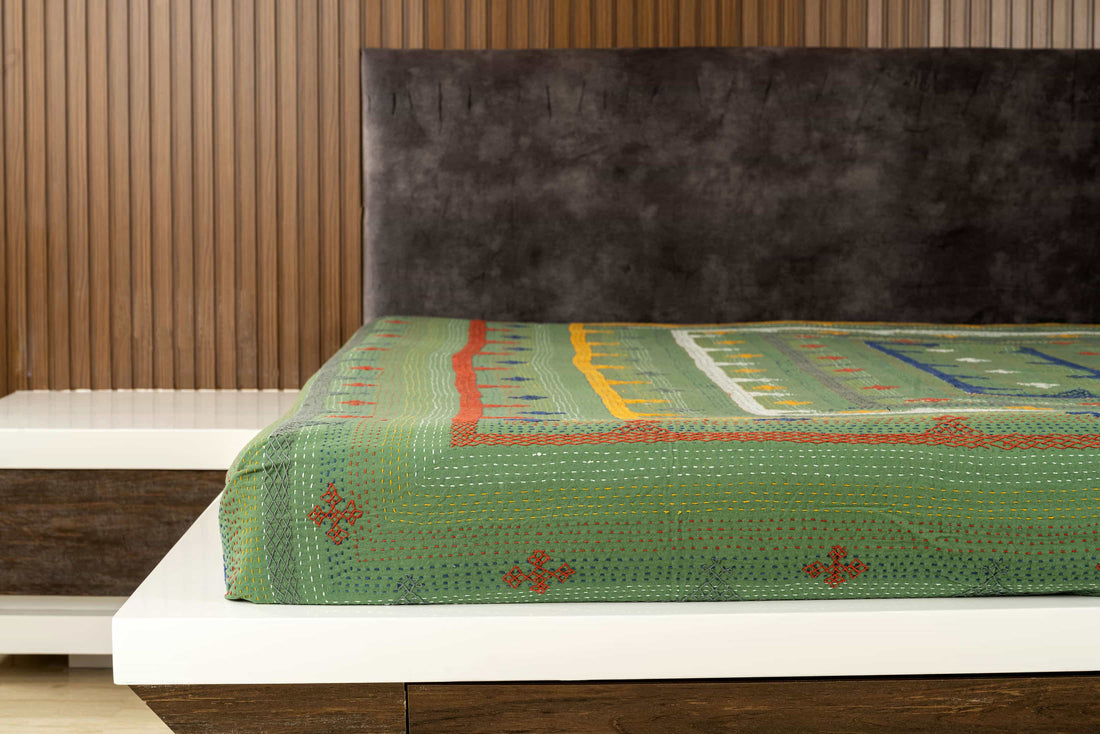 Olive Lattice Border Rug