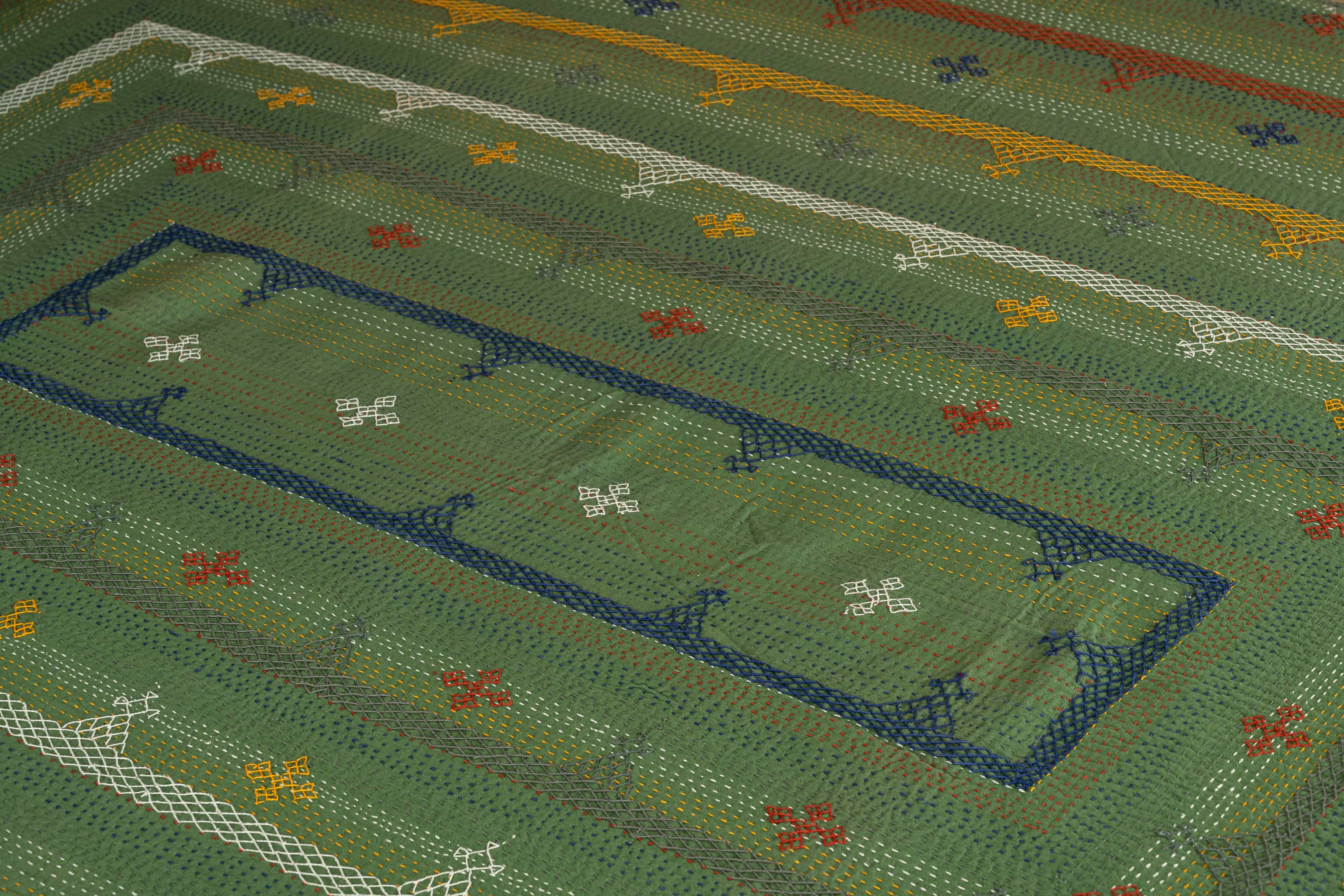 Olive Lattice Border Rug