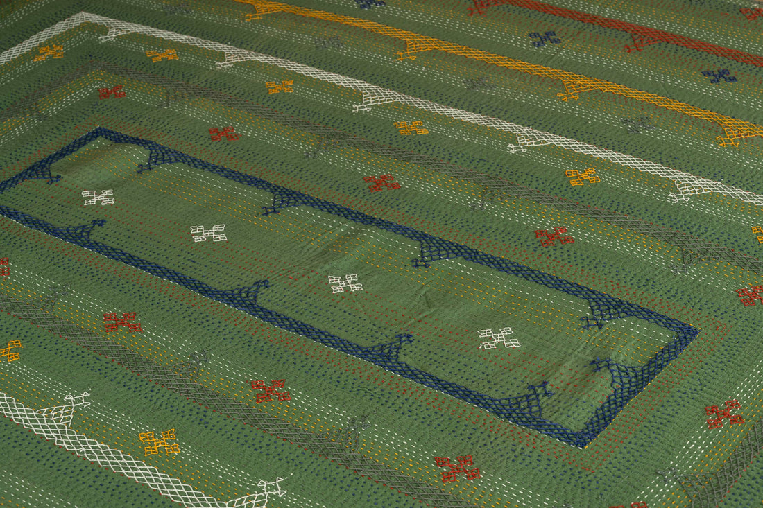 Olive Lattice Border Rug