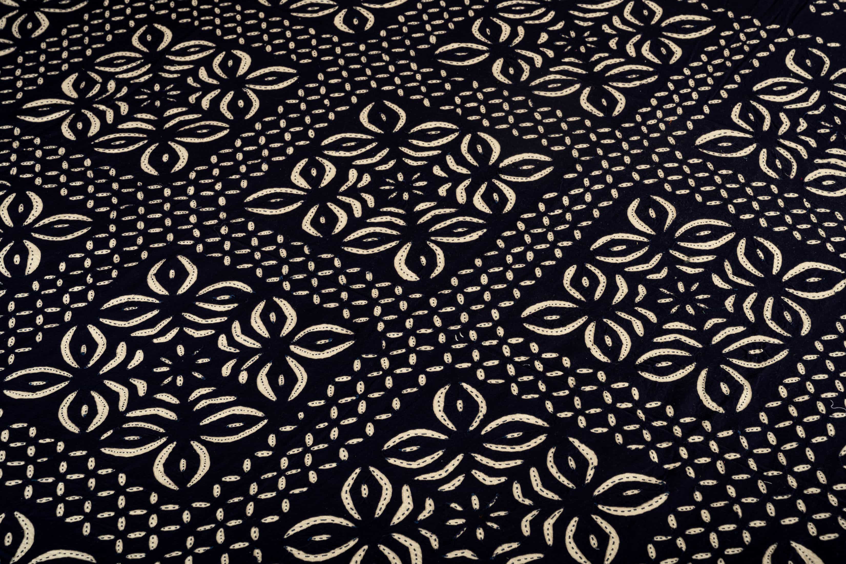 Midnight Blue Block Print Bedspread