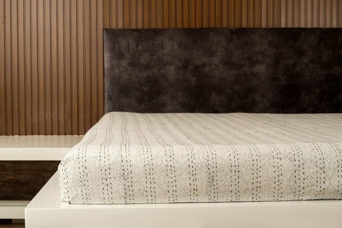 Neutral Stripe Quilted Coverlet