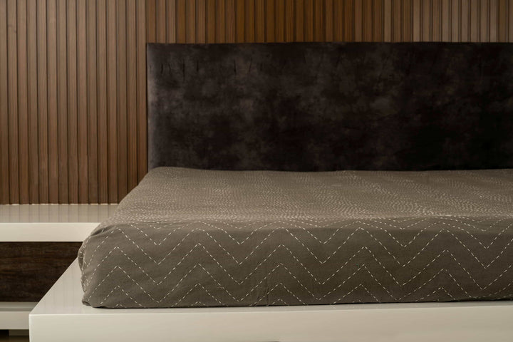 Taupe Chevron Quilted Coverlet