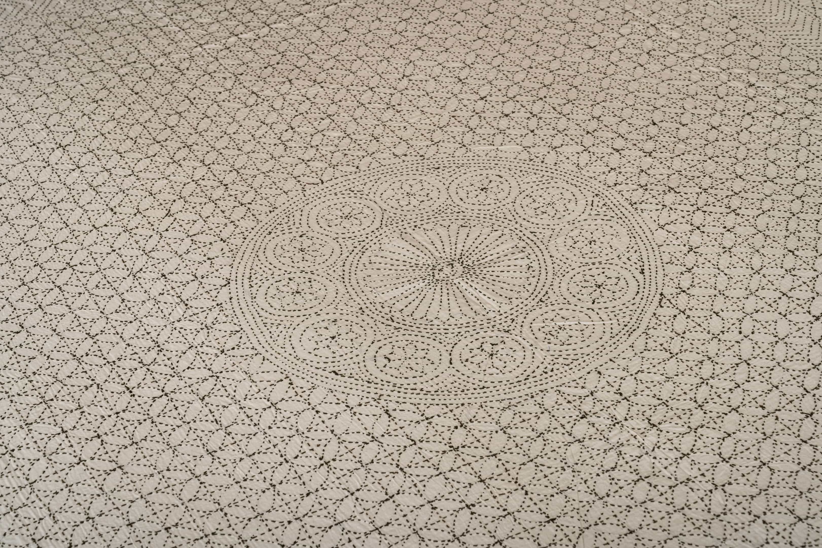 Ecru Medallion Embroidered Coverlet