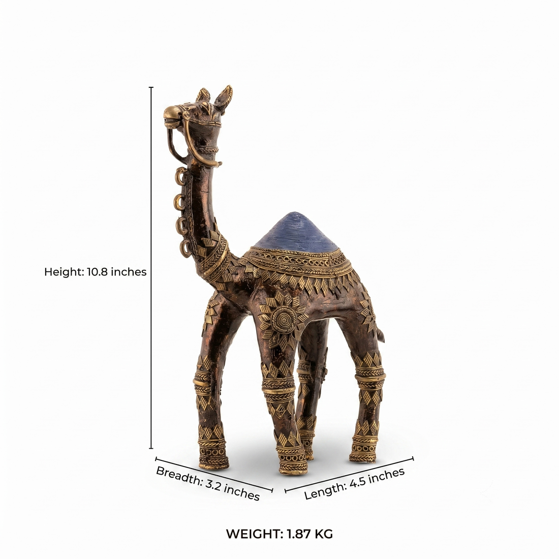 Oxidised Brass Camel Statue: The Midnight Wanderer