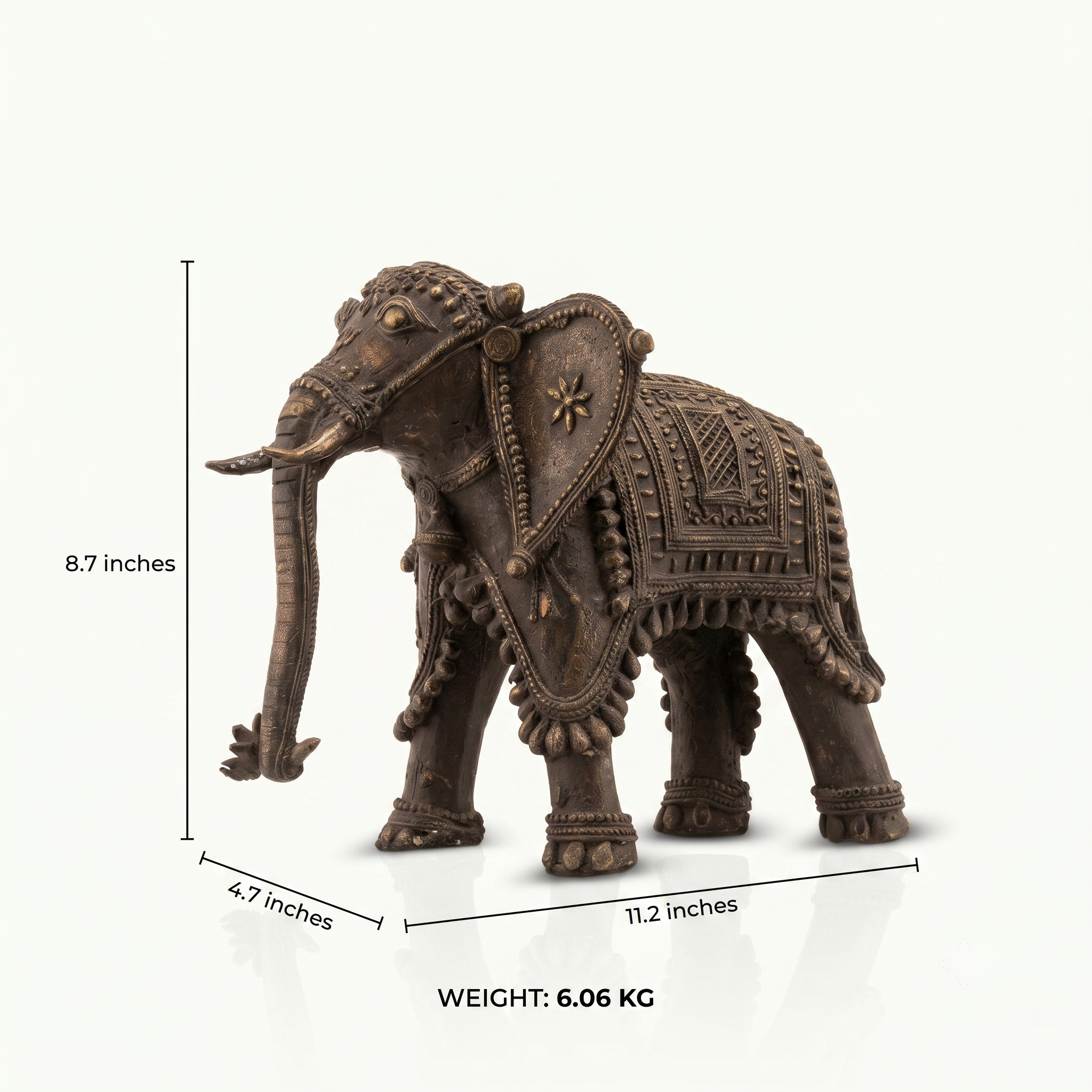 Brass Ornate Elephant Sculpture: The Ceremonial Guardian