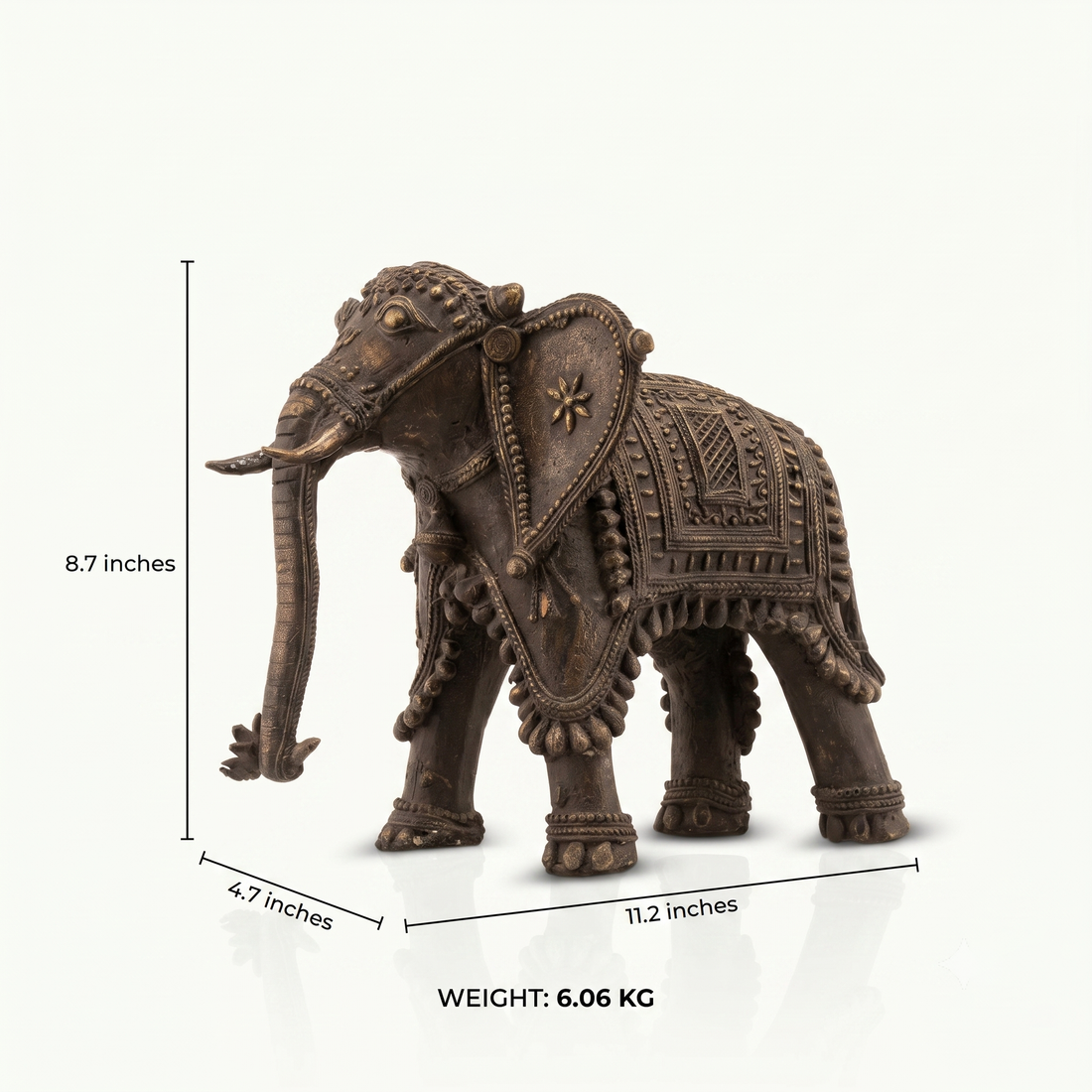 Brass Ornate Elephant Sculpture: The Ceremonial Guardian
