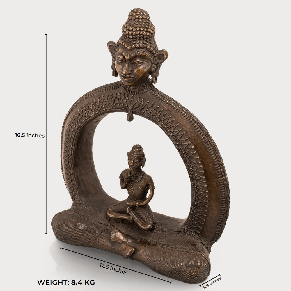 Abstract Brass Buddha Sculpture: The Cosmic Meditator