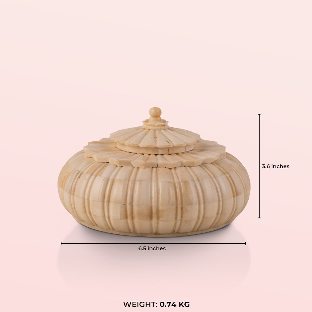 Fluted Round Covered Container with Scalloped Lid