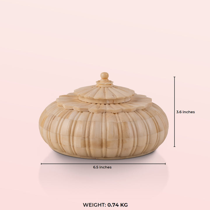 Fluted Round Covered Container with Scalloped Lid