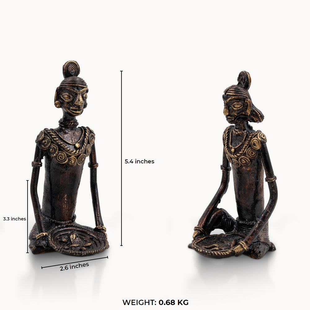 Lost-Wax Brass Tribal Sitting Sculptures