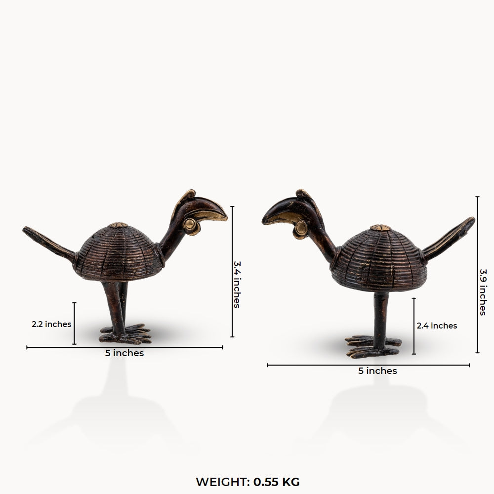 Bronze/Brass Pair of Stylized Coiled Birds