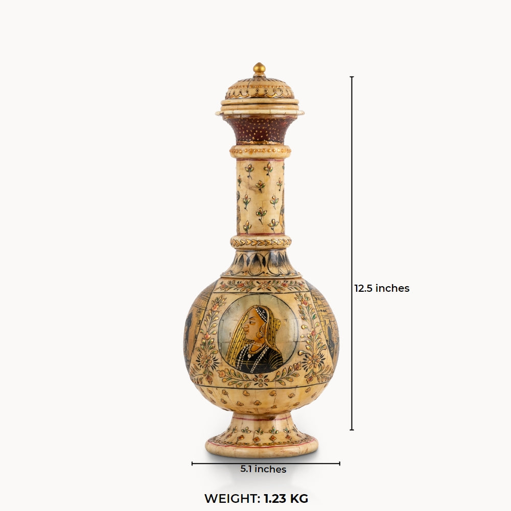 Bone/Resin Composite Miniature Painted Surahi Decanter with Gilt Base