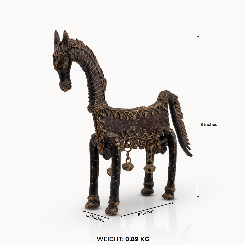 Bronze/Brass Tribal Stylized Horse with Bells