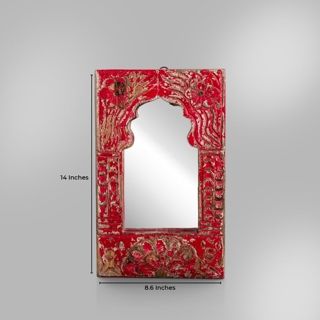Vintage style small red mirror frame