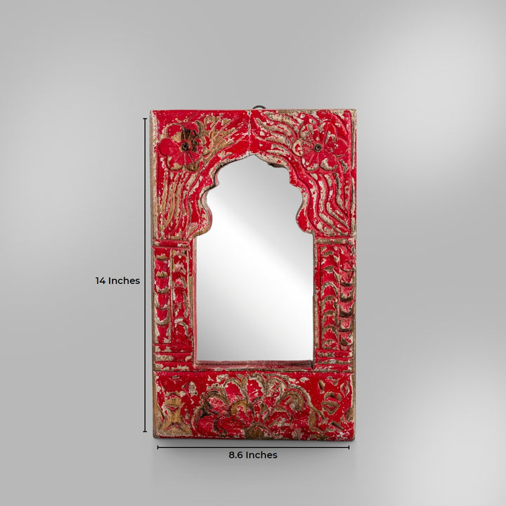 Vintage style small red mirror frame